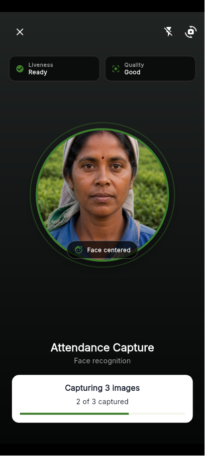 GardenSuite Face scanning a tea garden worker for attendance